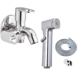 IRIS Prime Brass Chrome Finish 2 Way Bib Cock with Jazz Health Faucet-picture-40