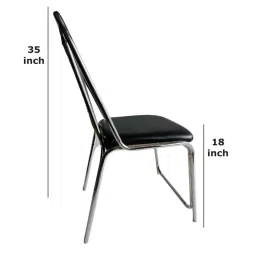 P P Chair Steel Chrome Finish Black Low Back Comfortable Visitor Chair with Leather Cushion Seat (Pack of 3) image 2