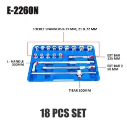 Eastman 18 Pcs 1/2 inch Chrome Vanadium Steel Blue Square Drive Socket &a; Bit Set, E-2260N image 3