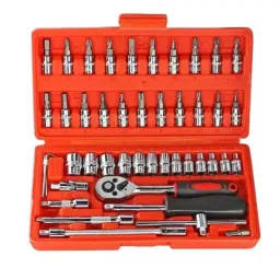 ATHRZ 46 Pcs Screwdriver &a; Multipurpose Combination Tool Case Precision Socket Set, 46PCTK-picture-46