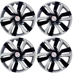 Auto Pearl 4 Pcs 14 inch Polypropylene Black &a; Silver Press Type Car Wheel Cover Set with Retention Ring for Toyota Qualis, 14WC_Idtec_Rev_Qualis image 3