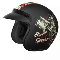 Studds Jetstar Classic D8 Decor Plastic Black Open Face Helmets, Size: Large-picture-43