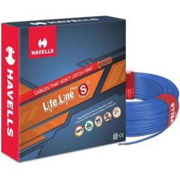 Havells 0.75 Sqmm Blue Life Line Plus Single Core HRFR PVC Copper Insulated Flexible Cables, WHFFDNBA1X75, Length: 90 m-picture-0