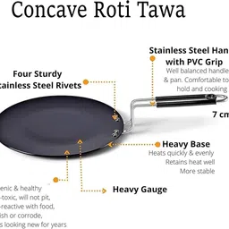 modern essentials 100% Pure Iron Tawa with Insulated Handle /Loha Roti Tawa/Chapati/Paratha Tawa Tawa 25 cm diameter image 2