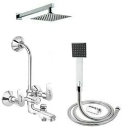 Gold Bell 340 Brass Silver Wall Mounted Chrome Finish 3 in 1 Bathroom Wall Mixer Set-picture-21