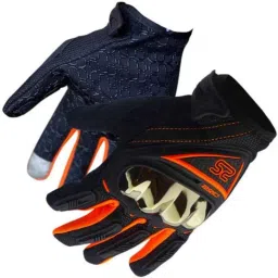 Auto Pearl Polyester Black &a; Orange Bike Full Finger Riding Gloves, Size: S-picture-17