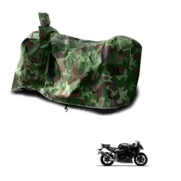 Kozdiko Polyester Jungle Print Waterproof Bike Body Cover with Mirror Pockets &a; Buckle Belt for Hyosung GT 659 R6-picture-15