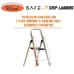 Prime Safe-T 5 Step Aluminium Foldable Ladder for Home &a; Office Use with Hand Rails, PST-05 image 5