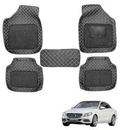 Kozdiko 5 Pcs Waterproof &a; Luxury 7D Black Leatherette Car Floor Mat Set for Mercedes Benz C-Class-picture-21