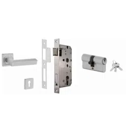 Dorset ML Series Nero 70mm Stainless Steel Silver Chrome Finish Door Handle Lock Set with Both Side Key Cylinder (Pack of 3)-picture-21