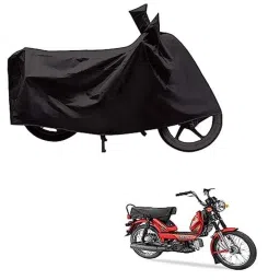 Kozdiko Polyester Black Dust &a; Waterproof Bike Body Cover with Mirror Pockets for TVS XL 100-picture-48