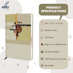 aldivo Paper Hard Bound 2026 Diary with Dates I Daily Planner Diary 2026 For Office I A5 Diary Ruled 344 Pages image 5