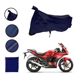 Riderscart Polyester Blue Waterproof Two Wheeler Body Cover with Storage Bag for Hero Karizma ZMR Dual Tone image 2