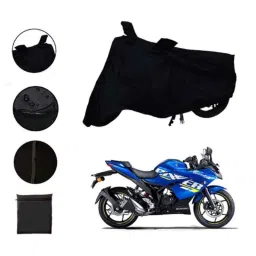 Riderscart Polyester Black Waterproof Two Wheeler Body Cover with Storage Bag for Suzuki Gixxer SF BS6 image 2