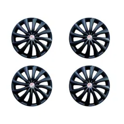 Auto Pearl 4 Pcs 14 inch Black ABS Press Type Hubcap Wheel Cover Set with Retention Ring for Maruti Suzuki SwiftType1 image 2