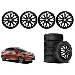 Auto Pearl 4 Pcs 13 inch Polypropylene Black Press Type Car Wheel Cover Set with Retention Ring for Tata Tigor 2017 XE, WC13in_VIVA_Black_Tigor2017XEModel image 2