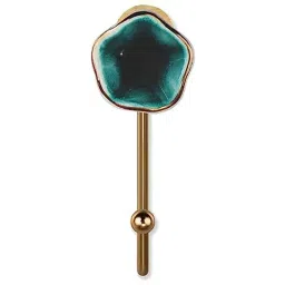 Screwtight 130mm Ceramic Turquoise &a; Gold Multipurpose Crackle Glaze Hook with Brass Effect, AZ-CHK001ST-TU-12 (Pack of 12) image 4