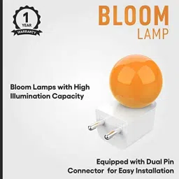 Fybros Bloom 0.5W Polycarbonate Orange Round LED Night Bulb with Plug &a; Play, FLS5296C (Pack of 3) image 2