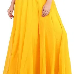 kvish Women Flared Yellow Georgette Trousers image 3
