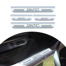 SureStrive 4 Pcs Stainless Steel Silver Footstep Sill Plate Set without LED for Hyundai Santro Type-1-picture-11