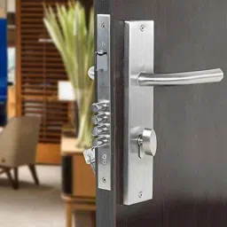 Saze 10 inch Stainless Steel 304 Brass Finish Cylindrical Plate Mortise Door Lock Handle Set, SE-MG1106-10CY-OSK image 2