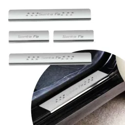 Car Accessories Hub 4 Pcs Stainless Steel Silver Car Footstep Sill Plate Set without LED for Hyundai 2017 Santa Fe 2017 Model-picture-41