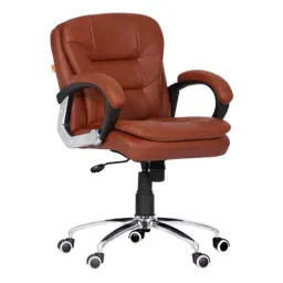 Da URBAN Kenzo Tan Mid Back Revolving Leatherette Ergonomic Executive Chair for Home &a; Office-picture-30