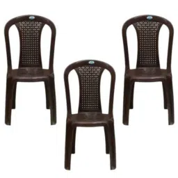 Nilkamal 4002 WBN Plastic Brown Outdoor Chair, (Pack of 3)-picture-13