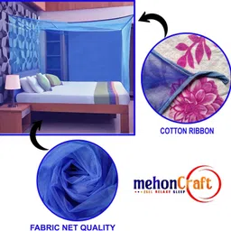 mehon craft Hanging Mosquito Machhardanii Net (Size 6x7-ft) Polyester Washable Adults Mosquito Net image 3