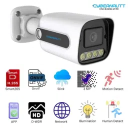 Cybernautt 3MP Full HD Indoor &a; Outdoor Network IP Combo Kit with 10Ch NVR, 5Bullet HD Camera, 8Ch POE, 100m Copper LAN Cable, Connector &a; 500GB HDD image 3