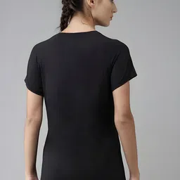 szn Women Printed Round Neck Polyester Black T-Shirt image 5