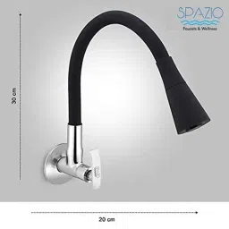 Spazio Pulse Flexo Smartbuy Flexible Black Sink Faucet with Wall Flange &a; 360 deg Moveable Spout image 2
