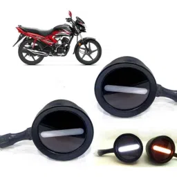 Auto Pearl 2 Pcs 12V Black Bike Front LED Indicator Light Set for Honda Dream Yuga, F182-picture-10