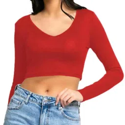 jovo Party Regular Sleeves Self Design Women Red Top image 1