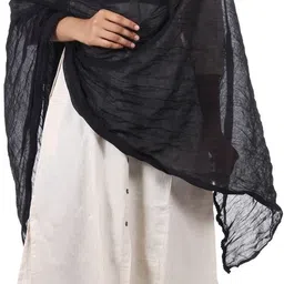 siddhi leggings Cotton Blend Solid Black Women Dupatta image 3