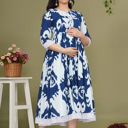pristyle Women Ethnic Dress Blue Below Knee Dress image 3
