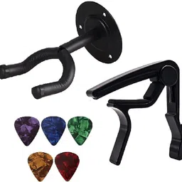 gracecharm Guitar Wall Mount Hanger and Quick Change Guitar Capo with 5 Picks Spring Guitar Capo-picture-10