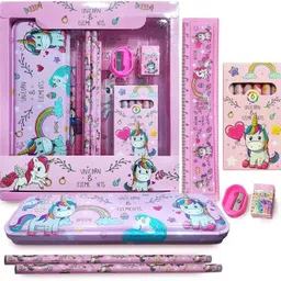 dallao Unicorn Stationary Kit for Girls Pencil Pen Eraser Sharpener Birthday Gift Students Art Metal Pencil Box-picture-24