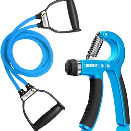 Combo of 2 -Double Toning Tube Resistance Tube ,R Hand Grip Hand Exerciser. Resistance Tube-image-38