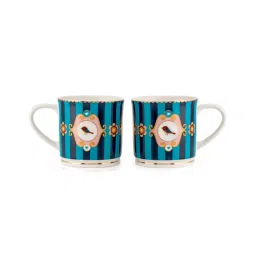 clay craft Blue Fine Ceramic Fresco Ziva Tea Cup Set Of 6 - 250 ml each image 5
