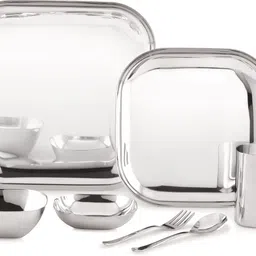 Stainless Steel VS VINTAGE STEEL ANTIQUE DINNER SET | 7 PCS Square Dinner set for all meals Dinner Set-picture-20