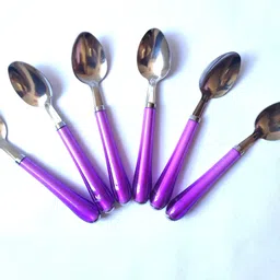 prodealnet Dining Table Spoon 6-Pieces Set for Kitchen and Dining Table Steel with Shiny Multi colour Plastic Handle Spoon Set for Home and Kitchen (Set of 6) Pack of 1 (Multi colour ) Steel Table Spoon Set (Pack of 6) Steel Table Spoon Set-picture-42
