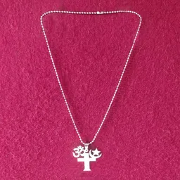 shiv jagdamba Religious Om Cross Star Moon Locket With Chain Sterling Silver Stainless Steel Pendant Set image 4