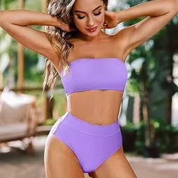 dream of style Bathing suit Striped Women Bikini Purple Swimsuit image 3