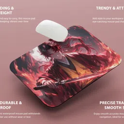 The Desi Monk Anime Demon Slayer's Yoriichi Tsugikuni Printed (9 inch x 7 inch) Non Slip Base Mousepad image 3