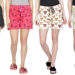club a9 Pack of 4 Printed Women Multicolor Basic Shorts-picture-14