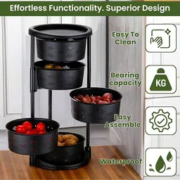 flipkart smartbuy 4 Layer Kitchen Trolley with 360° Rotating Wheel/Multipurpose/Storage Rack Plastic Kitchen Trolley image 3