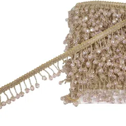 uniqon CWG0350-01 (4cm x 3 Mtr) Rose Golden Cut Daana moti Latkan Gota For Saree, Suit Designing Lace Reel-picture-45