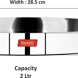 sumeet 22 Gauge Stainless Steel Traditional Dinner Plate / Thali 28.5Cm (2Ltr) - set of 6pc Dinner Plate image 4