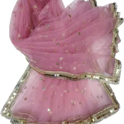 navti creations Net Embroidered Pink Women Dupatta-picture-15